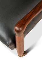 Load image into Gallery viewer, Mid-Century Danish Modern Lounge Tub Barrel Chair in Walnut &amp; Original Vinyl After Finn Andersen, USA, c. 1960s-ABT Modern
