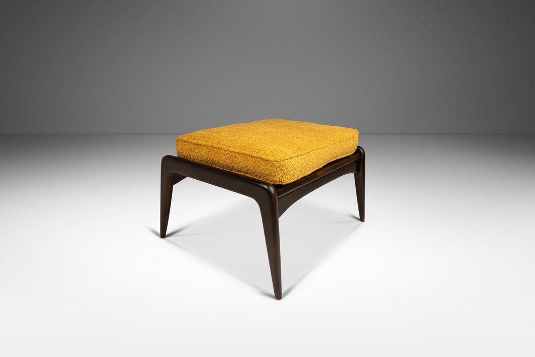 Mid-Century Danish Modern Ottoman / Footstool in Beech & Bouclé by Ib Kofod Larsen for Selig, Denmark, c. 1960's-ABT Modern