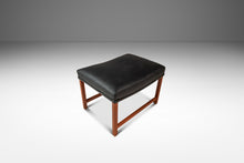 Load image into Gallery viewer, Mid-Century Danish Modern Rio Teak and Leather Ottoman / Footstool by Ole Wanscher for France &amp; Søn, Denmark, c. 1960s-ABT Modern
