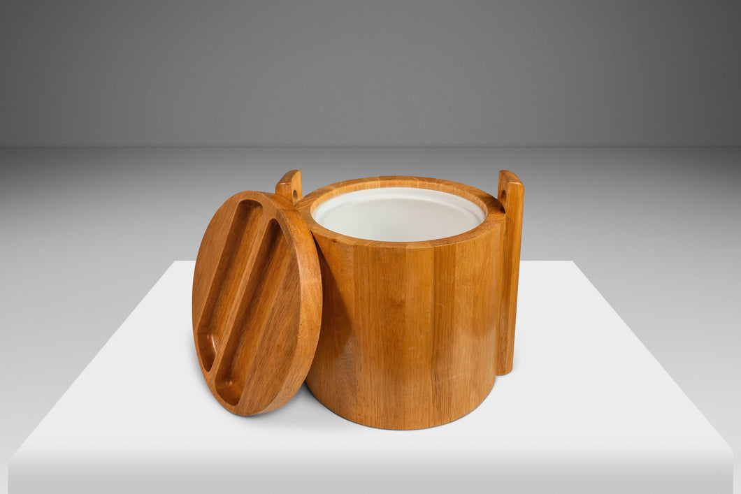 Mid-Century Danish Scandinavian Modern Ice Bucket in Solid Teak by ROYAL TEAK Designs, Thailand, c. 1970's-ABT Modern