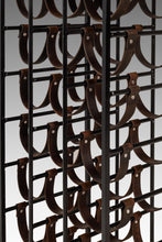 Load image into Gallery viewer, Mid-Century Modern 21 Bottle Wine Rack in Leather &amp; Wrought Iron w/ Butcher Block Top by Arthur Umanoff, USA, c. 1960s-ABT Modern
