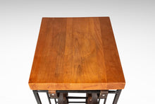 Load image into Gallery viewer, Mid-Century Modern 21 Bottle Wine Rack in Leather &amp; Wrought Iron w/ Butcher Block Top by Arthur Umanoff, USA, c. 1960s-ABT Modern
