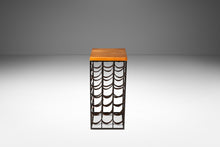 Load image into Gallery viewer, Mid-Century Modern 21 Bottle Wine Rack in Leather &amp; Wrought Iron w/ Butcher Block Top by Arthur Umanoff, USA, c. 1960s-ABT Modern
