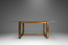 Load image into Gallery viewer, Mid-Century Modern Acid-Etched Brass Desk / Dining Table with Glass Top by Bernhard Rohne for Mastercraft, USA, c. 1970s-ABT Modern
