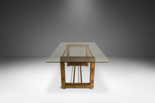 Load image into Gallery viewer, Mid-Century Modern Acid-Etched Brass Desk / Dining Table with Glass Top by Bernhard Rohne for Mastercraft, USA, c. 1970s-ABT Modern
