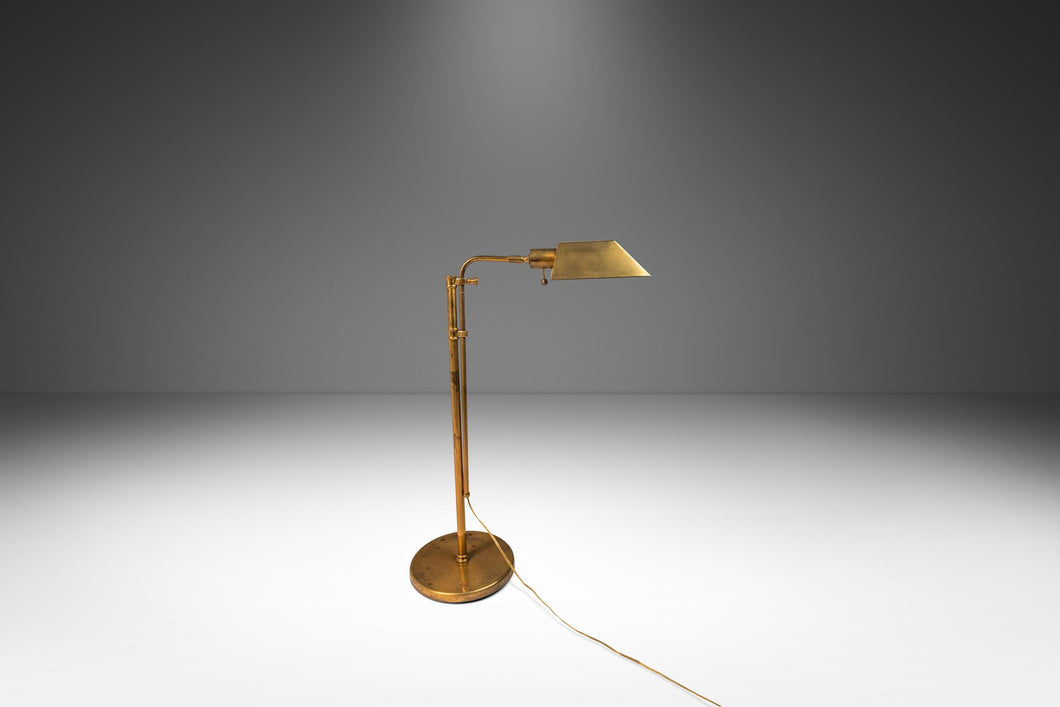 Mid-Century Modern Adjustable Height Brass Floor Lamp Attributed to Koch & Lowy, USA, c. 1970s-ABT Modern