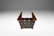 Load image into Gallery viewer, Mid-Century Modern Angular Footstool / Ottoman in Solid Teak &amp; Leather by Edmond J. Spence, USA, c. 1950s-ABT Modern
