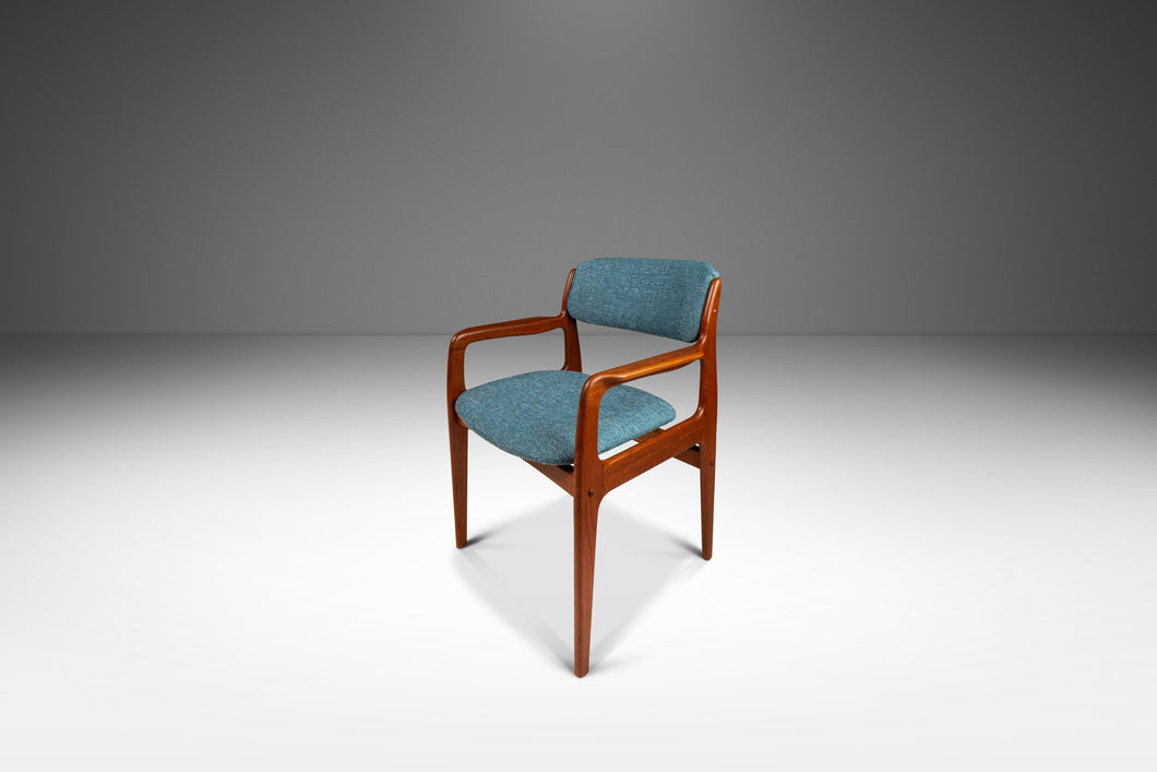 Mid-Century Modern Arm / Desk Chair in Solid Teak & New Upholstery by Benny Linden, Thailand, c. 1980s-ABT Modern