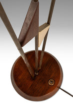 Load image into Gallery viewer, Mid-Century Modern Art Deco Atomic Era Custom-Made Floor Lamp w/ Geometric Shapes in Walnut &amp; Brass, USA, c. 1950s-ABT Modern
