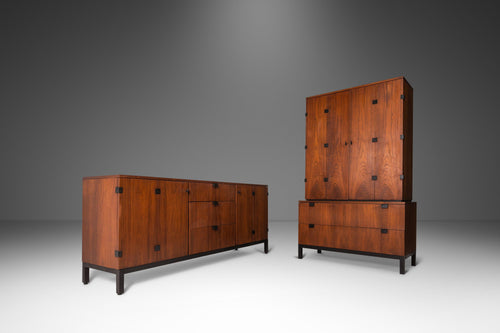 Mid-Century Modern Bedroom Set w/ Gentlemen's Chest & Nine-Drawer Dresser in Walnut by Milo Baughman for Directional, USA, c. 1960's-ABT Modern