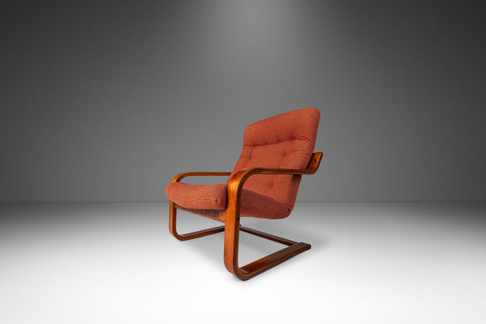 Mid-Century Modern Bentwood Lounge Chair in Beech and Original Fabric by Westnofa, Norway, c. 1970s-ABT Modern
