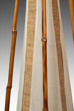 Load image into Gallery viewer, Mid-Century Modern Bohemian 5 ft. Teepee-Shaped Floor Lamp in Cotton Bamboo &amp; Rattan by Louis Sognot, France, c. 1960s-ABT Modern
