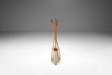 Load image into Gallery viewer, Mid-Century Modern Bohemian 5 ft. Teepee-Shaped Floor Lamp in Cotton Bamboo &amp; Rattan by Louis Sognot, France, c. 1960s-ABT Modern
