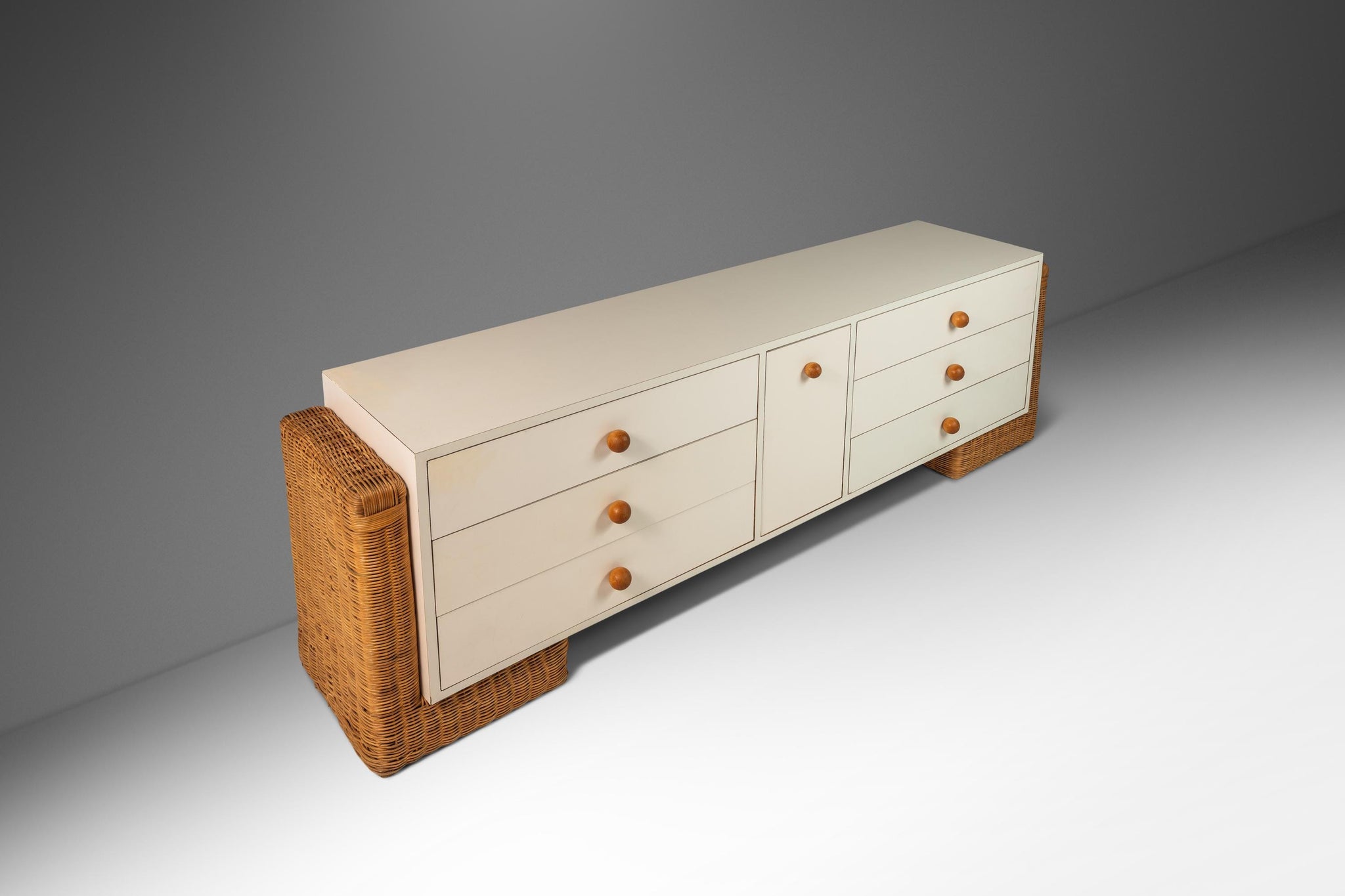 Mid-Century Modern Boho Chic Unique Long Dresser / Case Piece / Sidebo