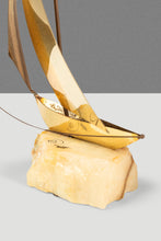 Load image into Gallery viewer, Mid-Century Modern Brass &amp; Quartz Sailboat Sculpture by Jere DeMott, USA, c. 1960's-ABT Modern
