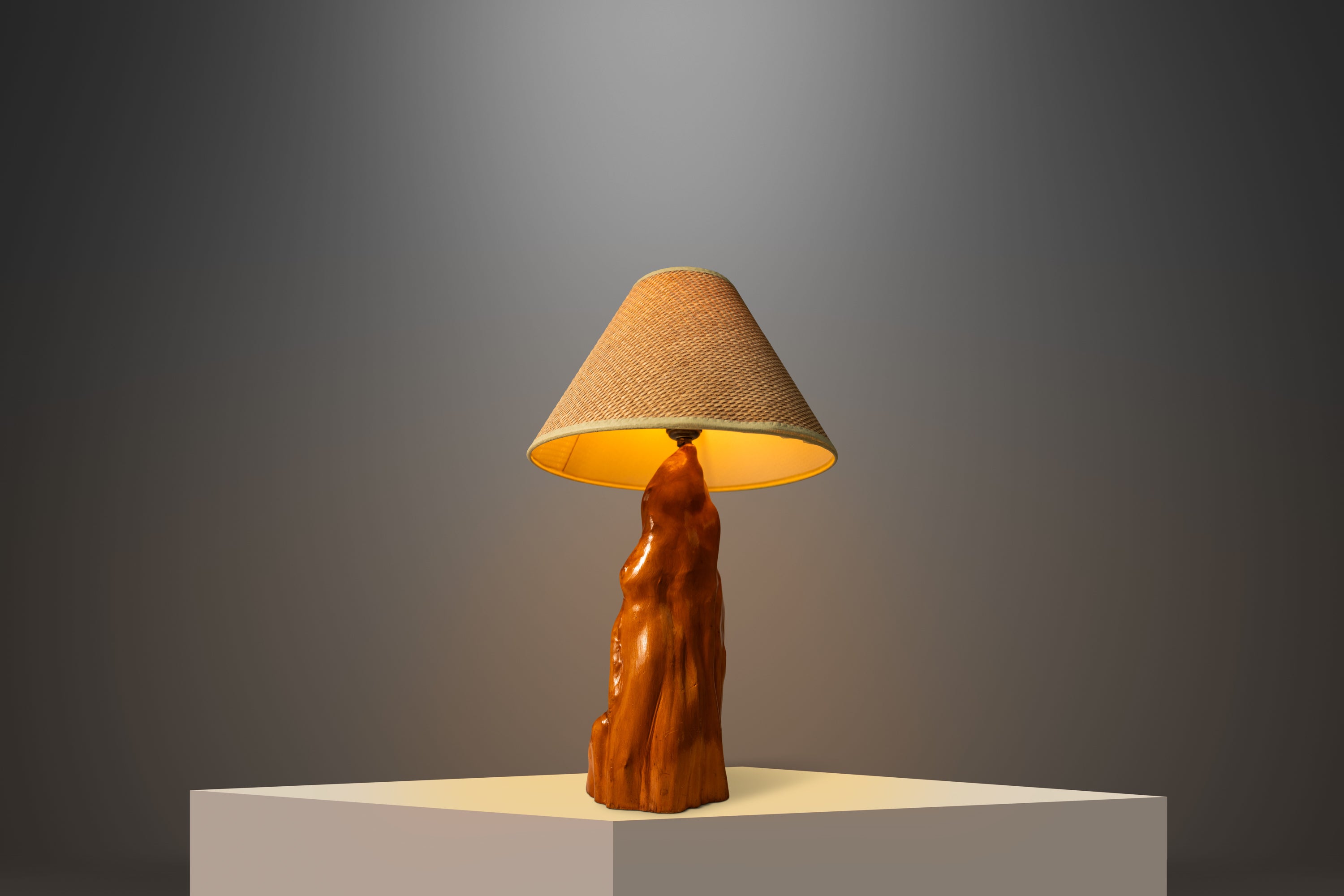 Mid-Century Modern Cypress Knee Table Lamp in Solid Florida Bald Cypre