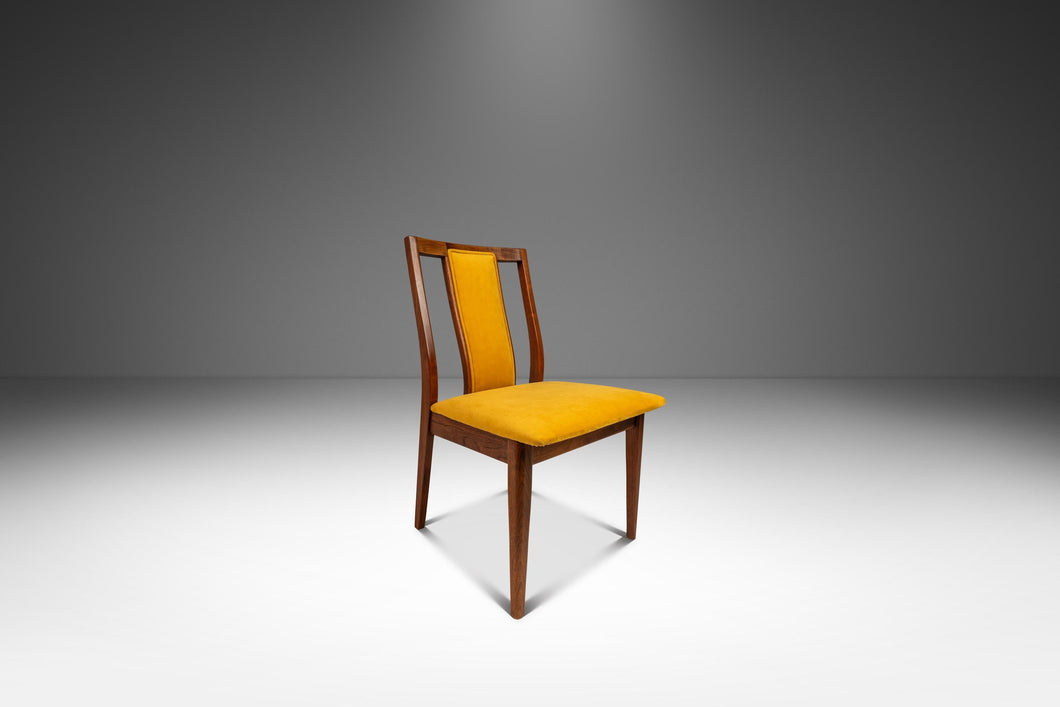 Mid-Century Modern Desk / Side Chair in Solid Walnut & Yellow Felt in the Manner of Edward Wormley, USA, c. 1960s-ABT Modern
