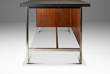 Load image into Gallery viewer, Mid-Century Modern Executive Desk in Walnut &amp; Chrome w/ Leather Top by Florence Knoll for Knoll Associates, USA, c. 1960s-ABT Modern
