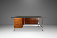 Load image into Gallery viewer, Mid-Century Modern Executive Desk in Walnut &amp; Chrome w/ Leather Top by Florence Knoll for Knoll Associates, USA, c. 1960s-ABT Modern
