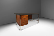 Load image into Gallery viewer, Mid-Century Modern Executive Desk in Walnut &amp; Chrome w/ Leather Top by Florence Knoll for Knoll Associates, USA, c. 1960s-ABT Modern
