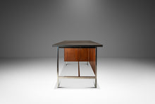 Load image into Gallery viewer, Mid-Century Modern Executive Desk in Walnut &amp; Chrome w/ Leather Top by Florence Knoll for Knoll Associates, USA, c. 1960s-ABT Modern
