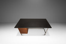 Load image into Gallery viewer, Mid-Century Modern Executive Desk in Walnut &amp; Chrome w/ Leather Top by Florence Knoll for Knoll Associates, USA, c. 1960s-ABT Modern
