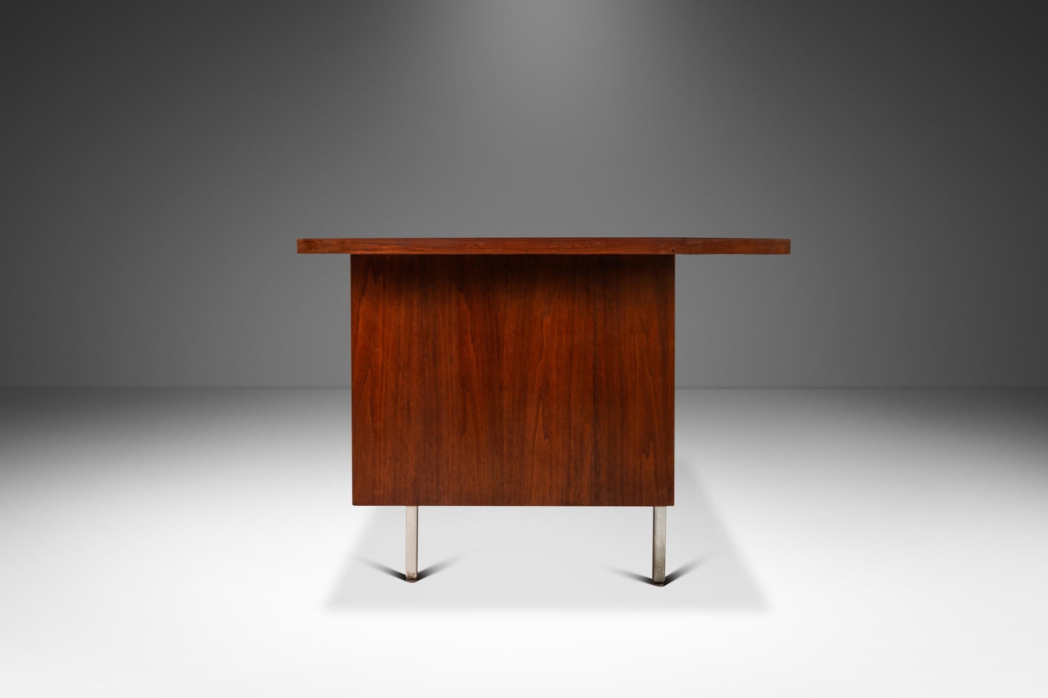 Mid-Century Modern Executive Desk in Walnut w/ Leather Top by Costa Me