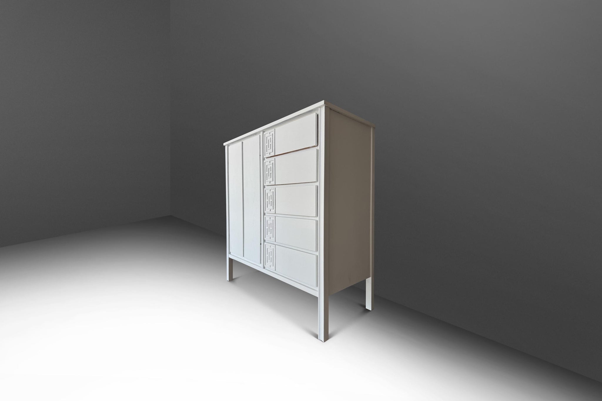 grey mid century dresser Blaine Large Grey Dresser - Lacquered Linen Furniture