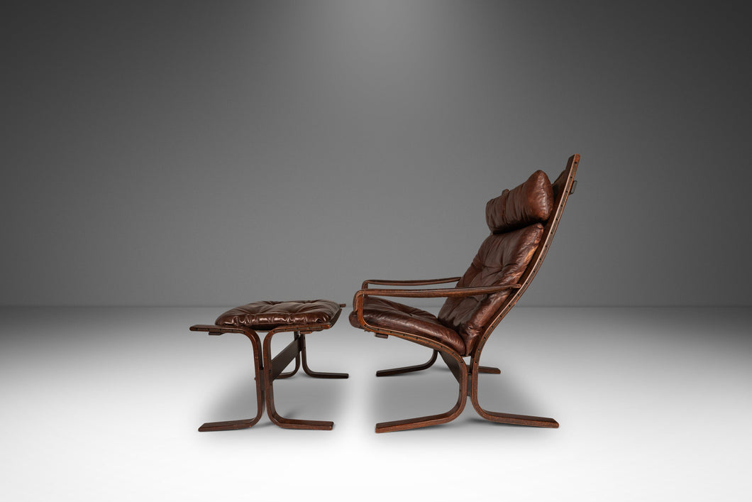 Mid-Century Modern High Back Siesta Chair and Ottoman by Igmar Relling for Westnofa, Norway, c. 1960's-ABT Modern