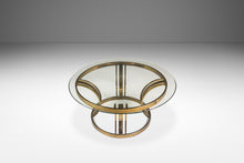 Load image into Gallery viewer, Mid-Century Modern Hollywood Regency Patinaed Coffee Table in Brass w/ Glass Top in the Manner of Milo Baughman, USA, c. 1980s-ABT Modern
