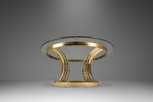 Load image into Gallery viewer, Mid-Century Modern Hollywood Regency Patinaed Coffee Table in Brass w/ Glass Top in the Manner of Milo Baughman, USA, c. 1980s-ABT Modern

