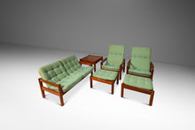 Load image into Gallery viewer, Mid-Century Modern Living Room Set (Loveseat, 2 Lounge Chairs, 2 Ottomans w/ Matching Table) in Teak by Domino Møbler, Denmark, c. 1970&#39;s-ABT Modern
