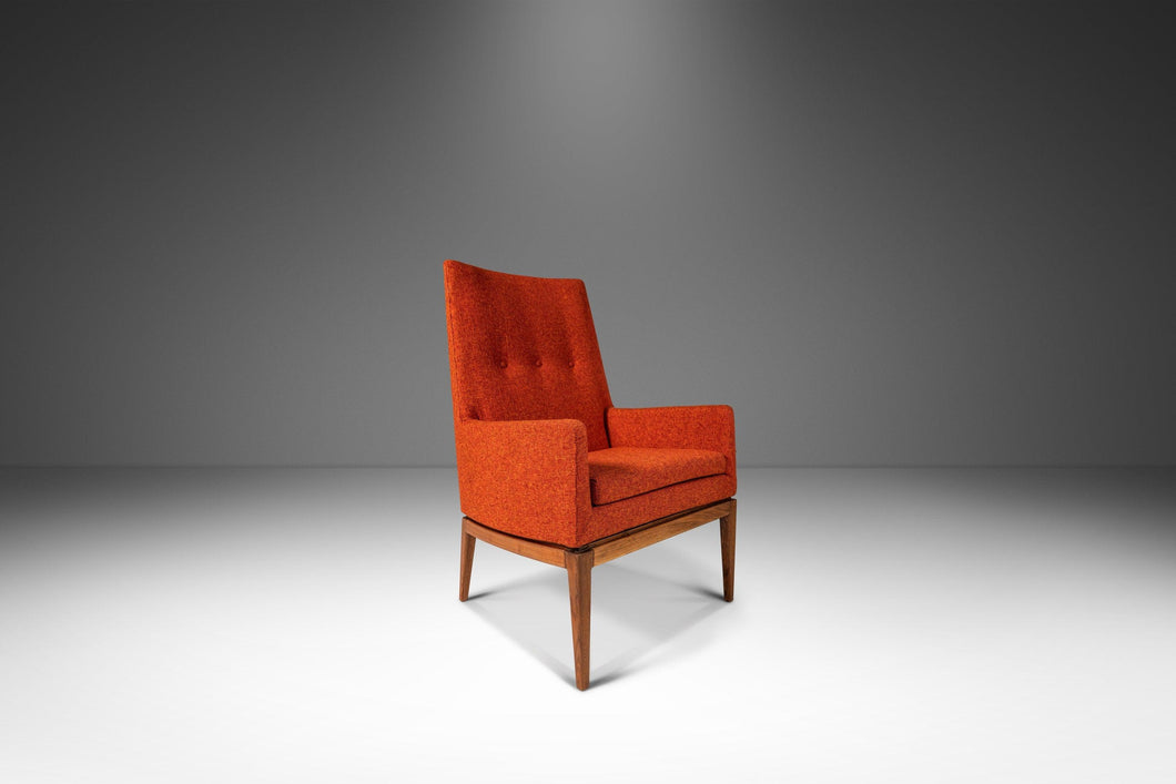 Mid-Century Modern Model 1140 High-Back Lounge Chair in Walnut and New Upholstery by Jens Risom For Jens Risom Designs, USA, c. 1960's-ABT Modern