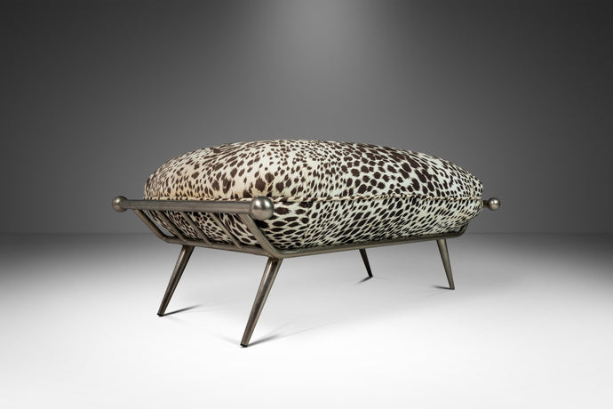 Mid-Century Modern Ottoman/Bench in Animal Print by Milo Baughman for Carson's, USA, c. 1980's-ABT Modern