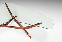 Load image into Gallery viewer, Mid-Century Modern Sculptural Coffee Table in Walnut w/ Kidney-Shaped Glass Top by Forest Wilson, USA, c. 1960&#39;s-ABT Modern
