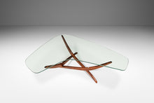 Load image into Gallery viewer, Mid-Century Modern Sculptural Coffee Table in Walnut w/ Kidney-Shaped Glass Top by Forest Wilson, USA, c. 1960&#39;s-ABT Modern
