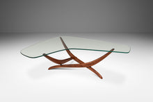 Load image into Gallery viewer, Mid-Century Modern Sculptural Coffee Table in Walnut w/ Kidney-Shaped Glass Top by Forest Wilson, USA, c. 1960&#39;s-ABT Modern

