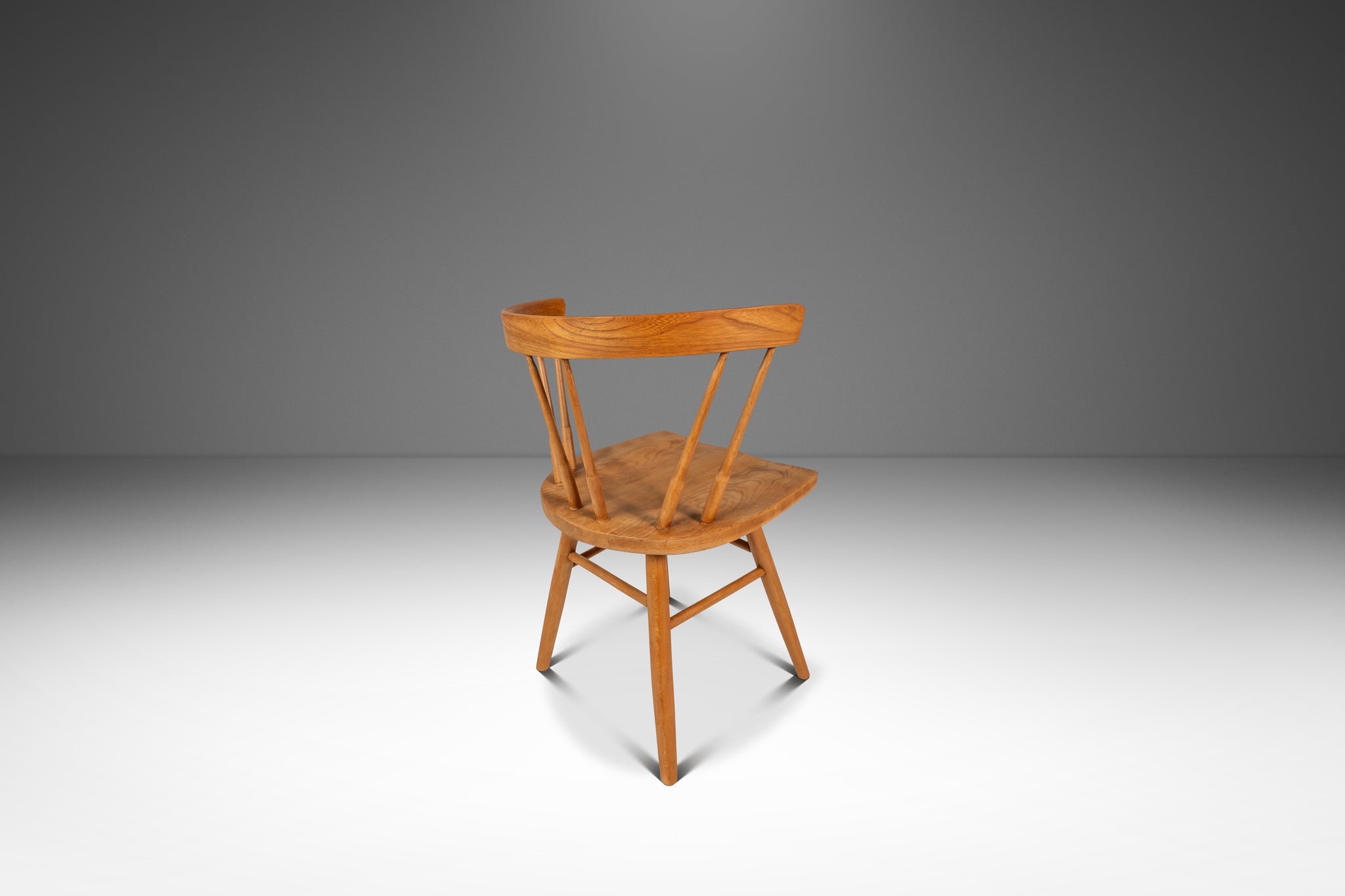 Mid-Century Modern Shaker Side Spindle Chair in Solid Oak After George