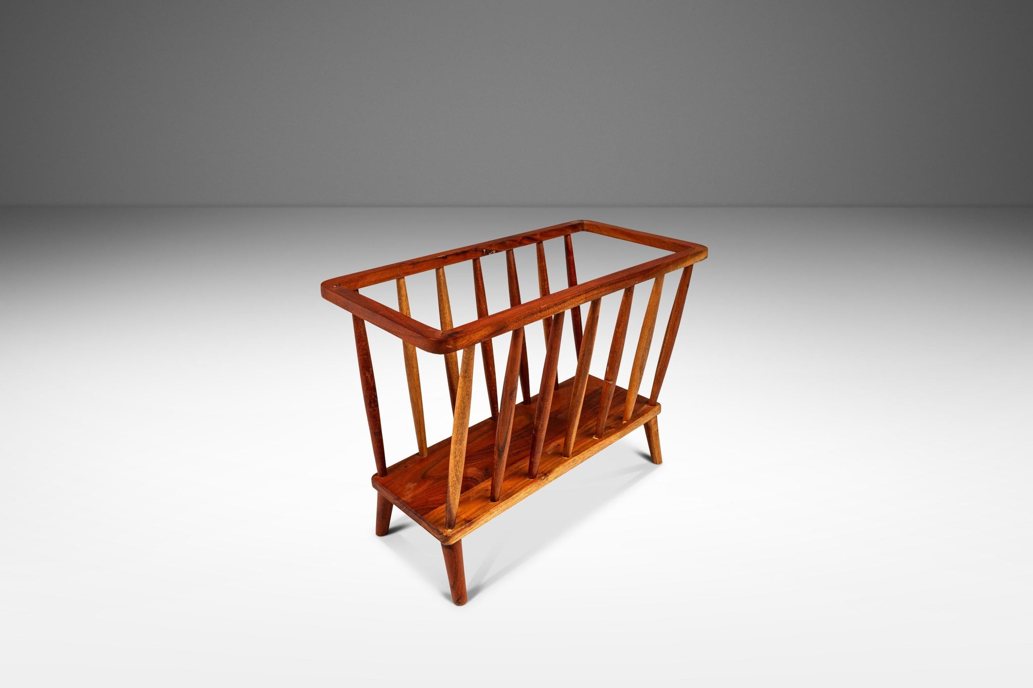 Mid-Century Modern Spindle Magazine Rack / Book Rack in Solid Black Ch