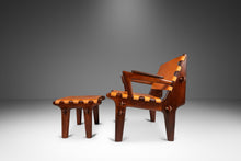 Load image into Gallery viewer, Mid-Century Modern Tooled Leather Sling / Safari Lounge Chair &amp; Ottoman Set by Angel Pazmino, Ecuador, c. 1960s-ABT Modern
