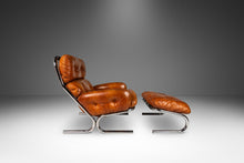 Load image into Gallery viewer, Mid-Century Modern Tubular Chair &amp; Ottoman Set in Chrome and Original Leather by Milo Baughman for Directional, USA, c. 1960s-ABT Modern
