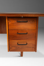 Load image into Gallery viewer, Mid-Century Modern V-Shaped Walnut Executive Desk w/ Black Leather Top After Harvey Probber, USA, c. 1960s-ABT Modern

