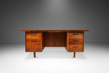 Load image into Gallery viewer, Mid-Century Modern V-Shaped Walnut Executive Desk w/ Black Leather Top After Harvey Probber, USA, c. 1960s-ABT Modern
