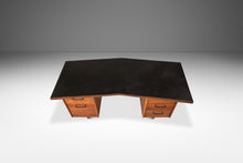 Load image into Gallery viewer, Mid-Century Modern V-Shaped Walnut Executive Desk w/ Black Leather Top After Harvey Probber, USA, c. 1960s-ABT Modern

