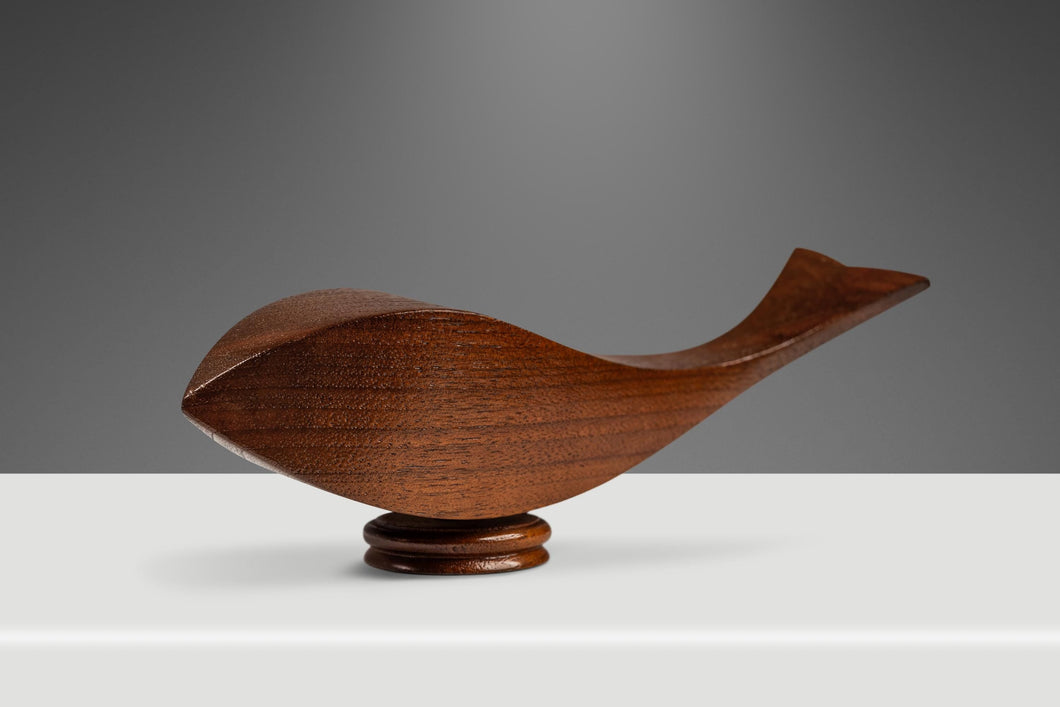 Mid-Century Organic Modern Abstract Hand-Carved Fish / Whale Sculpture in Solid Teak, USA, c. 1960's-ABT Modern