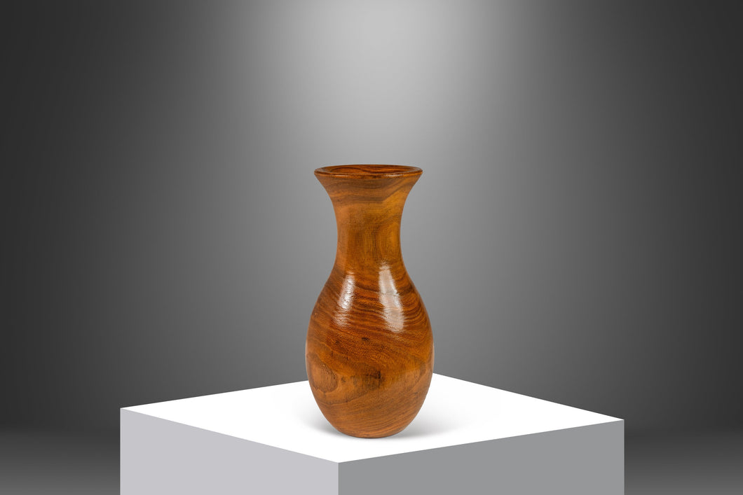 Mid-Century Organic Modern Wood-Turned Hand Sculpted Vase in Solid Honey Oak, USA, c. 1970's-ABT Modern