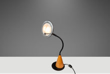 Load image into Gallery viewer, Mid-Century Post Modern Memphis-Style &#39;UFO&#39; Adjustable Halogen Table Desk Lamp w/ Oak Base, c. 1980s-ABT Modern
