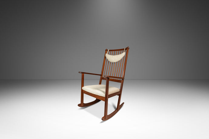 Mid-Century Scandinavian Modern Rocking Chair in Solid Teak & Bouclé by Yngve Ekström for Swedese, Sweden, c. 1960s-ABT Modern