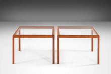 Load image into Gallery viewer, Minimalist Danish Modern Teak End Tables with Smoked Glass Tops, c. 1970s-ABT Modern
