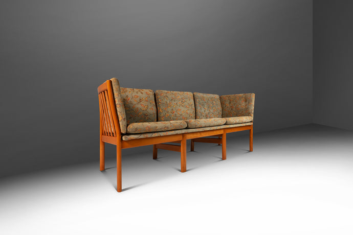 Model 333 Danish Mid-Century Modern Three-Seater Sofa in Solid Beech and Original Floral Upholstery by Schou Andersen, Denmark, c. 1980s-ABT Modern